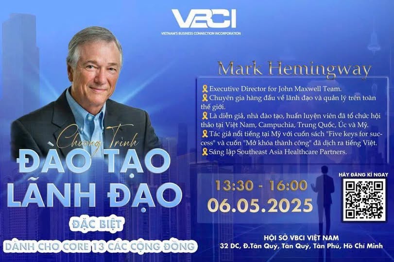 VBCI chính thức mở rộng chương trình đào tạo lãnh đạo cùng chuyên gia Mark Hemingway – Cơ hội hiếm có cho toàn bộ thành viên